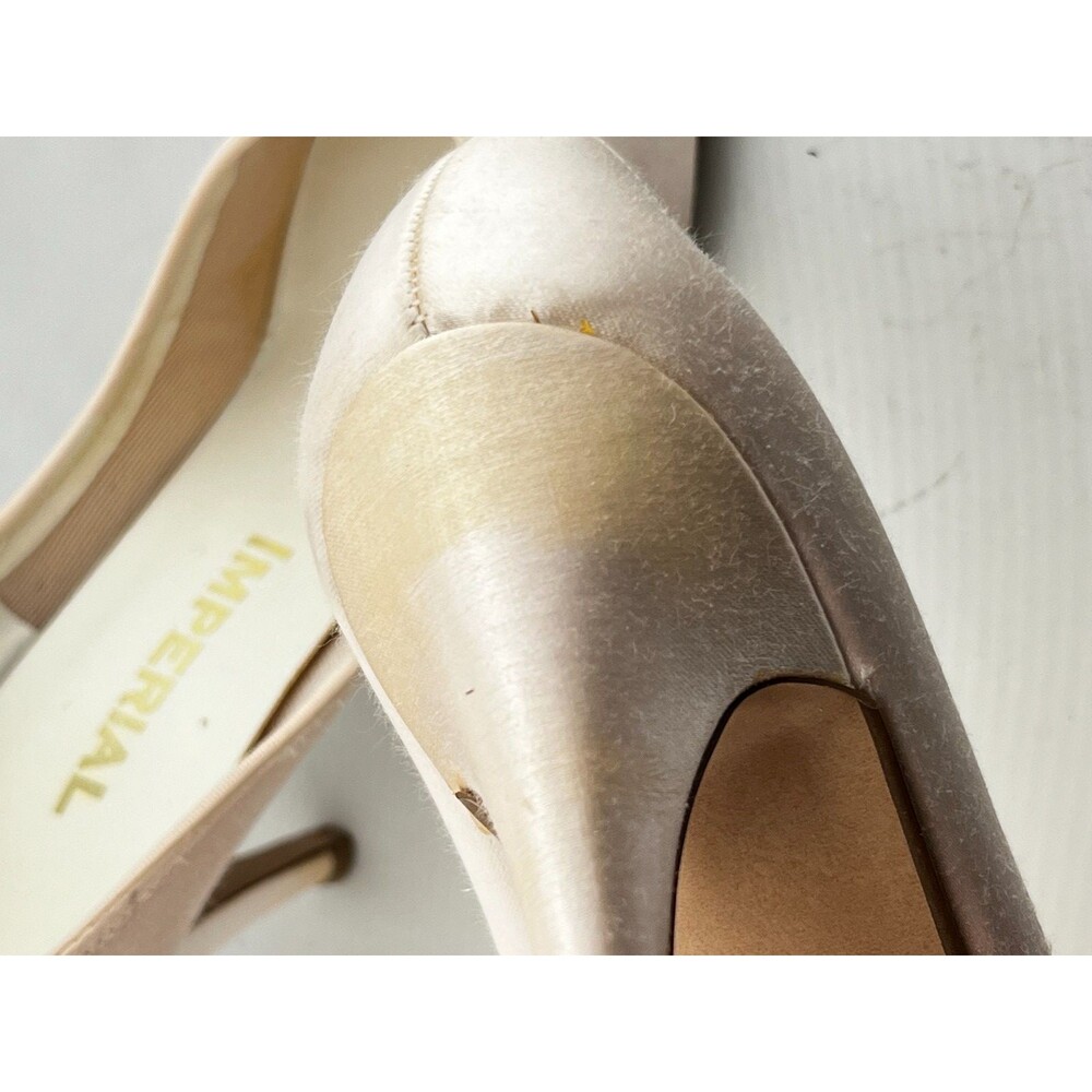 Vtg IMPERIAL Women's 7.5 B High Heels Pale Pink Satin Y2K Prom Fairy USA Made - Picture 14 of 15